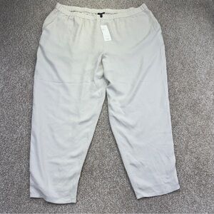NWT Eileen Fisher Silk Georgette Crepe Ankle Pants Women’s 3X Bone Slouchy
